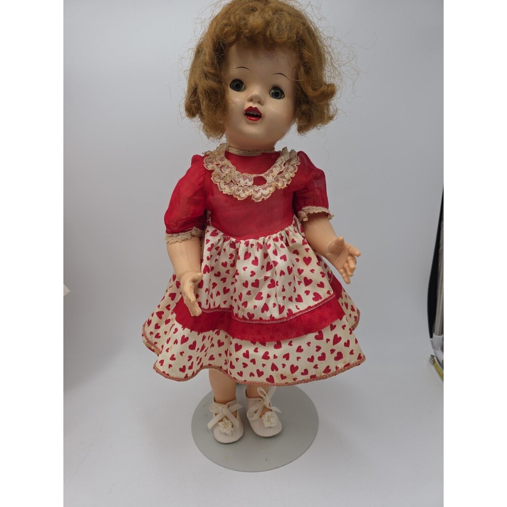 VINTAGE 19" SAUCY WALKER Doll Non Walking IMPCO 1950's Heart Dress